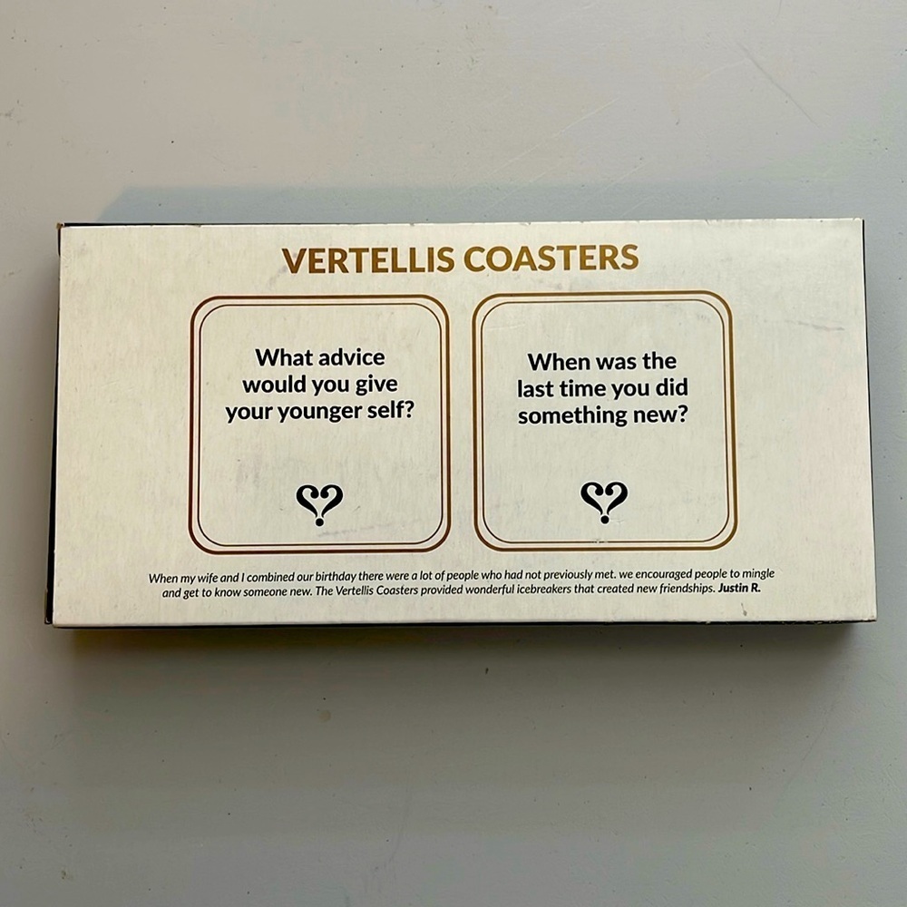 Vertellis Coasters Conversation Starter Ice Breaker Set Of 20 Cards/Coasters